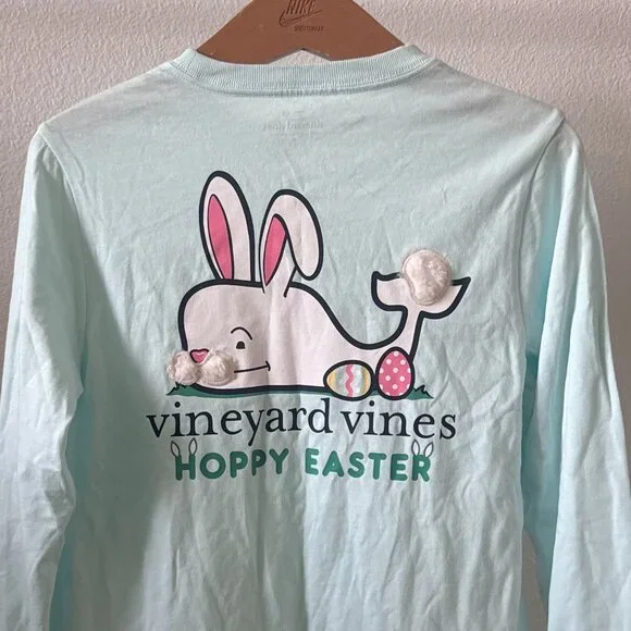 Kids Vineyard Vines pastel blue Hoppy Easter long-sleeve t-shirt Size M NWOT - Picture 1 of 6